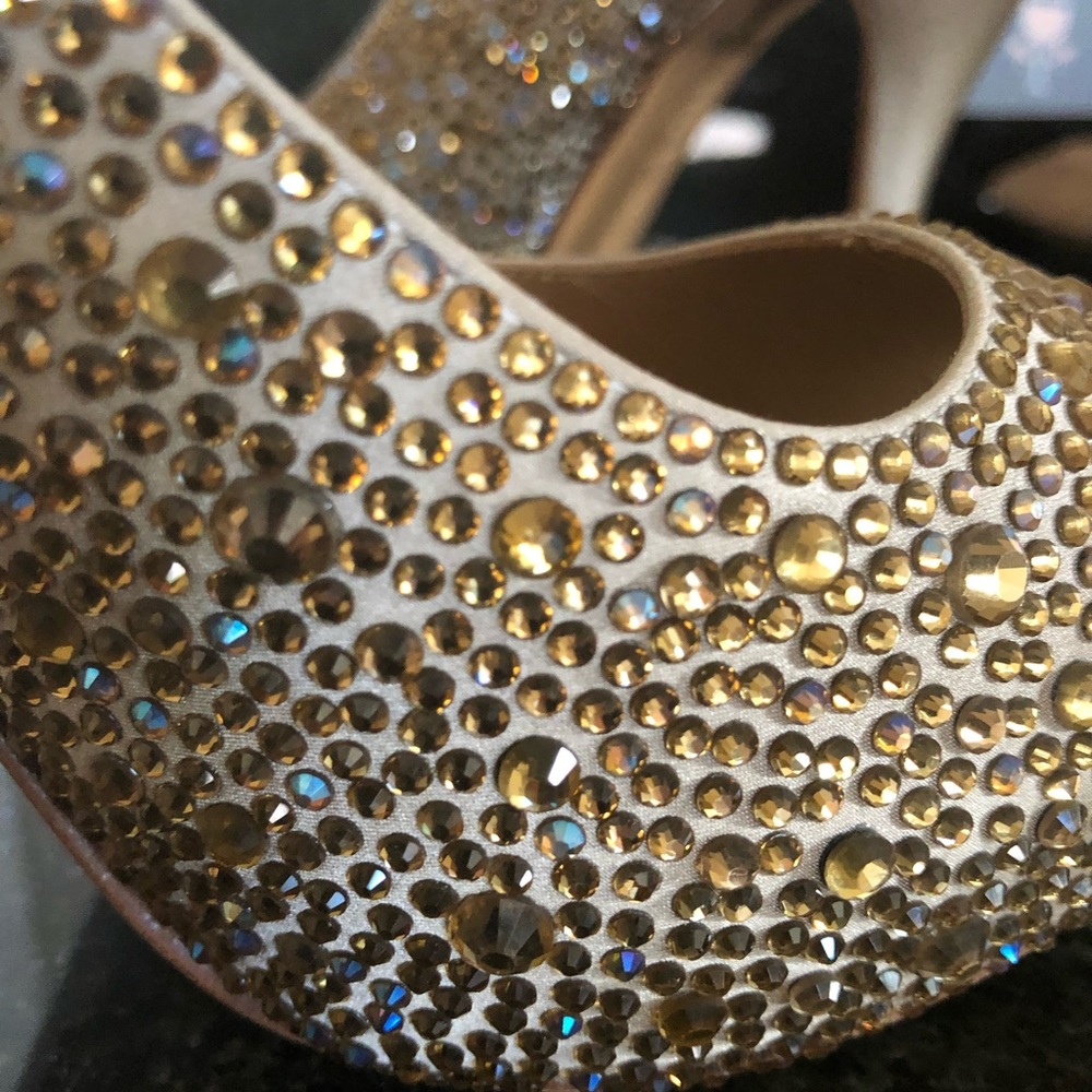 Benjamin Adams Crystal Rhinestone Heel Peep Toe 7 - Picture 4 of 15